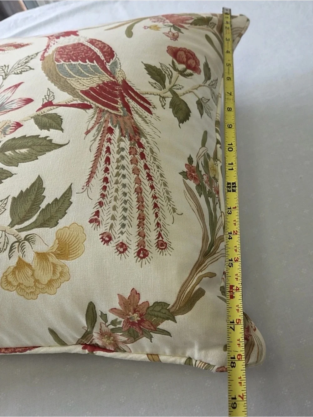 Pottery Barn Nature Jerri Birds Decorative Pillow  Cotton Linen down 20 x 20